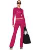 2026 Women Printed Hooded Long Sleeve Crop Top & Flare Pants Two Piece Set Slim Fit Thumb Hole Y2K Streetwear Tracksuit