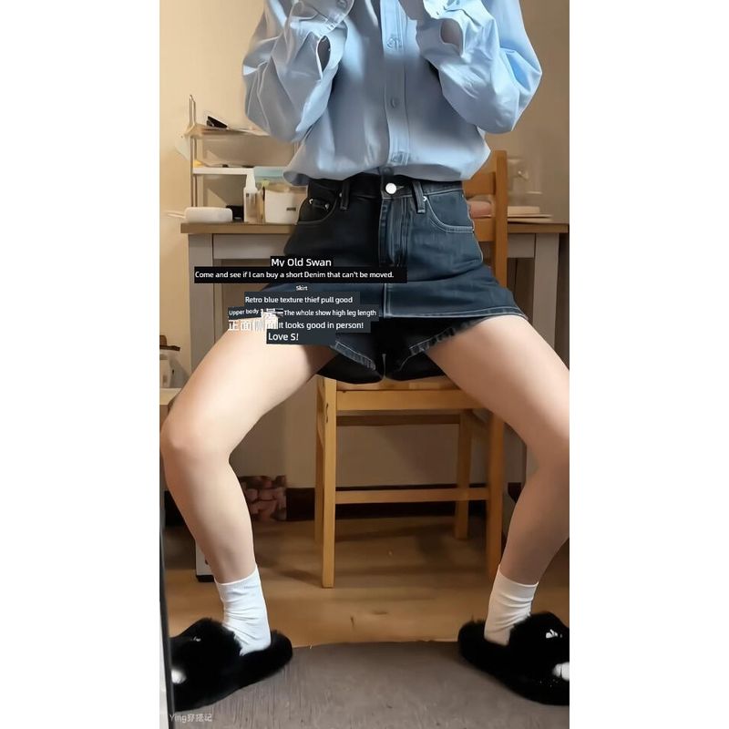 

Sweet and Spicy Style Skirt for Slightly Chubby Women, Plus-Size Denim Skirt, 2026 New Model, Stylish Short Skirt for Petite and Slightly Chubby Women Blue S