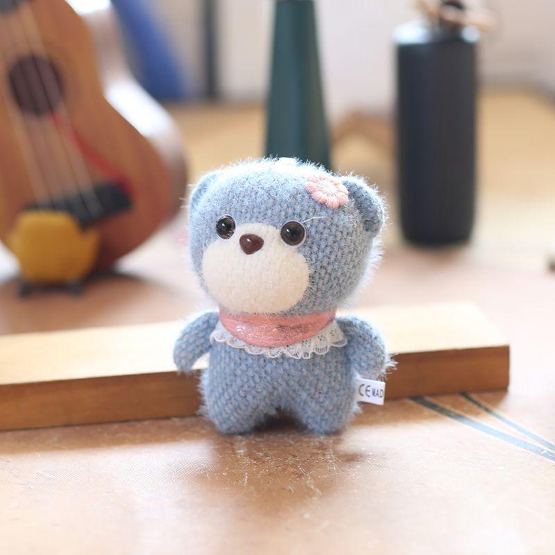 Adorable Cute Knitted Bear Plush Toy Keychain Doll Charming Cartoon Bag Pendant