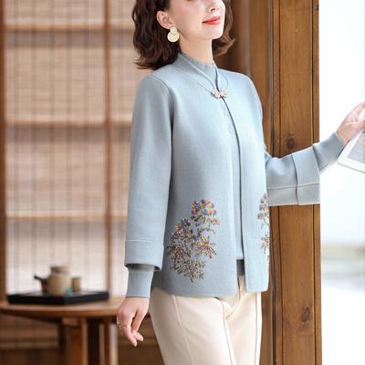 Damenmode für Herbst und Winter für Frauen mittleren Alters und ältere Frauen, schwer gearbeitete Strickjacke, Mutter Herbst, neu, gestrickter Cardigan, zweiteiliges Set
