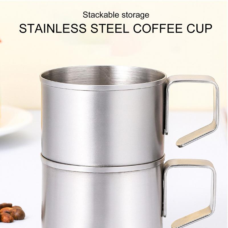 Coffee Mug With Handle Stainless Steel Double Walled Tea Cup Stackable Drinking Mug With Handle Camping Drinkware For Home