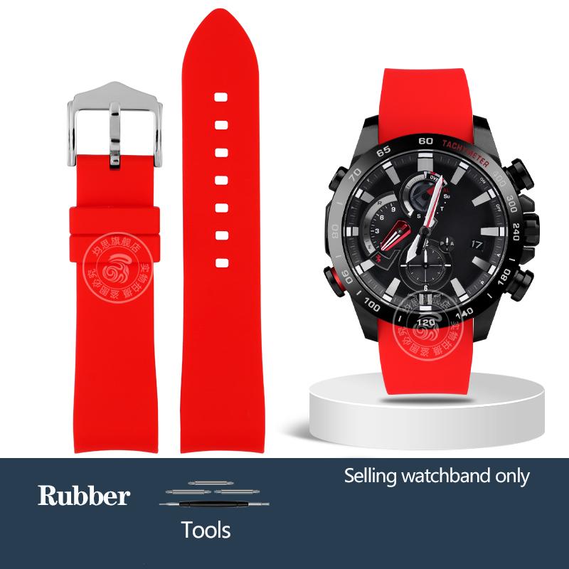 

22 мм Изогнутый Ремешок для Часов из Натуральной Кожи Для C-asio EQB-800BL EQB-501 EQB-900 EDIFICE/EQB-500 Водонепроницаемый Резиновый Ремешок для Часов Мужской EQB-501 series