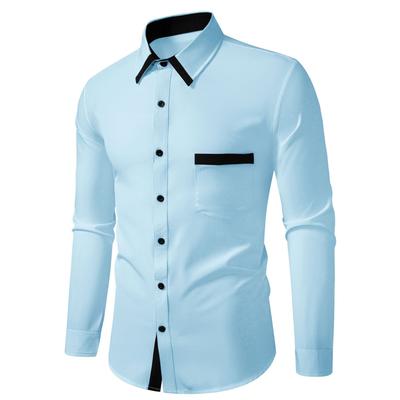 2025 Neue Mode Herrenbekleidung Herren Farbblock Business Slim Casual Hemd Kontrastfarbe Langarmhemd Strickjacke