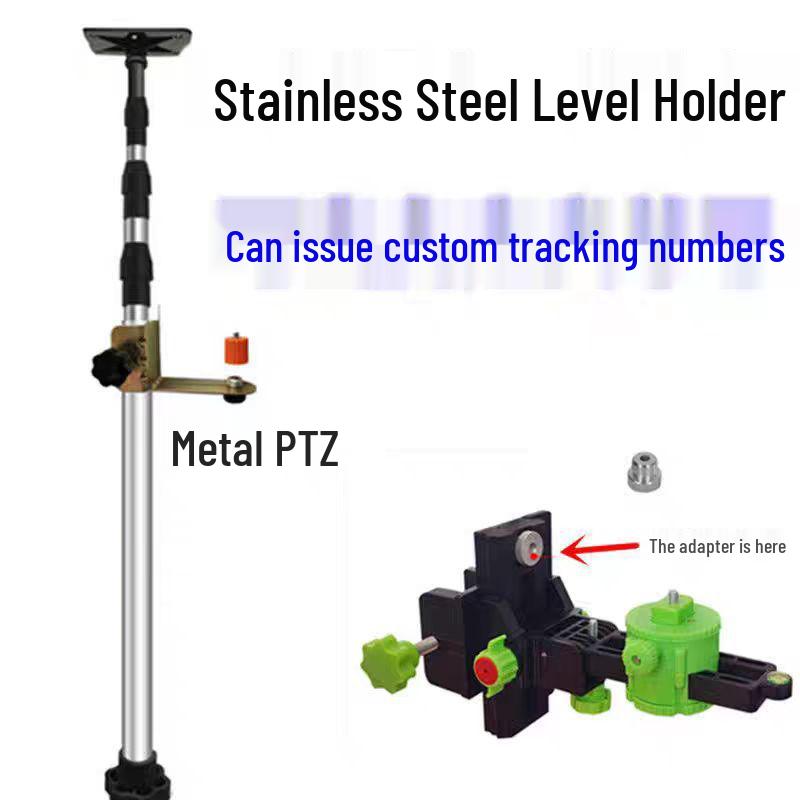 Reinforced Infrared Spirit Level Lifting Rod – Telescopic Stainless Steel for Ceiling, Carpentry, Tiling
