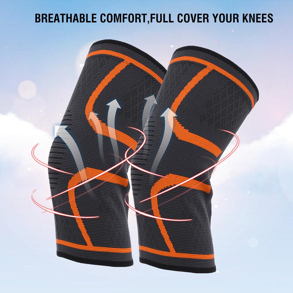 Knee Support Fitness Running Cycling Braces Kneepad Sport Gym Knee Pad Elastic Orange XL
