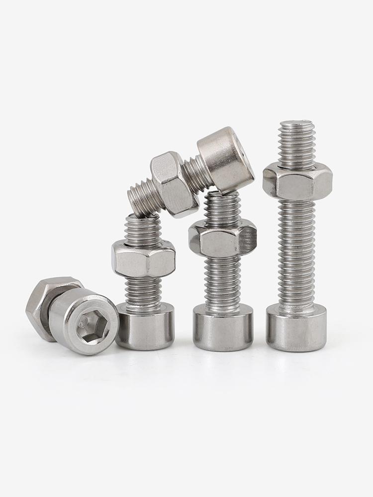 304 Stainless Steel Flat Head Hex Socket Screw Nut Combo, No Knurling, in Sizes M2-M8