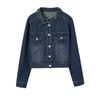 2025 Women's Blue Retro Denim Stand Collar Jacket - Spring & Autumn Casual Fashion (LU8930)