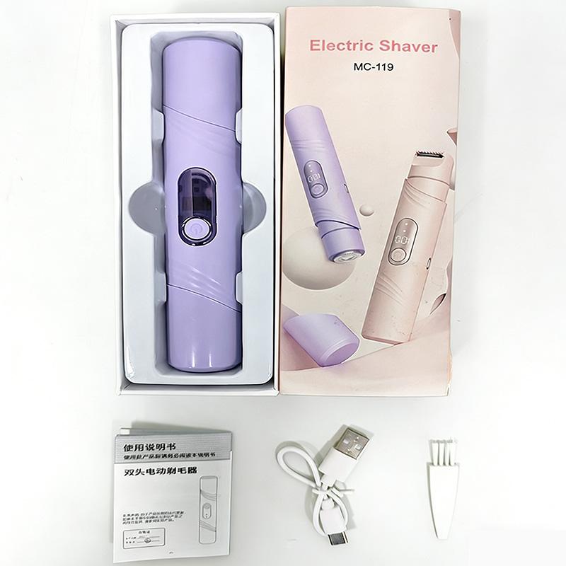

Double-head electric shaving kit for women, hair trimmer for body, USB charging, mini female hair removal tool фіолетовий