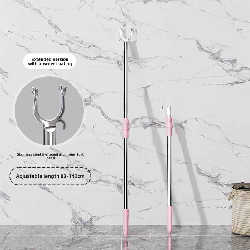 Retractable Clothes Drng Rod Single Prong Clothes Hanger Storage Organizer for Home Dormi Stainl Steel PP Material