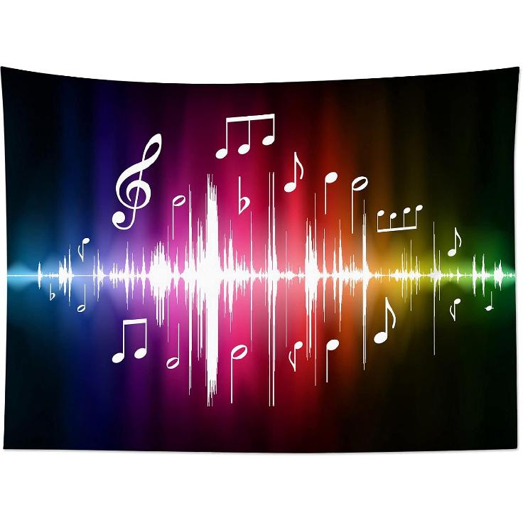 HVEST Music Tapestry Jumping Musical Notes Wall Hanging Hippie Wall Tapestries for Bedroom Living Room Dorm Party Wall Decor,92.5Wx70.9H inches