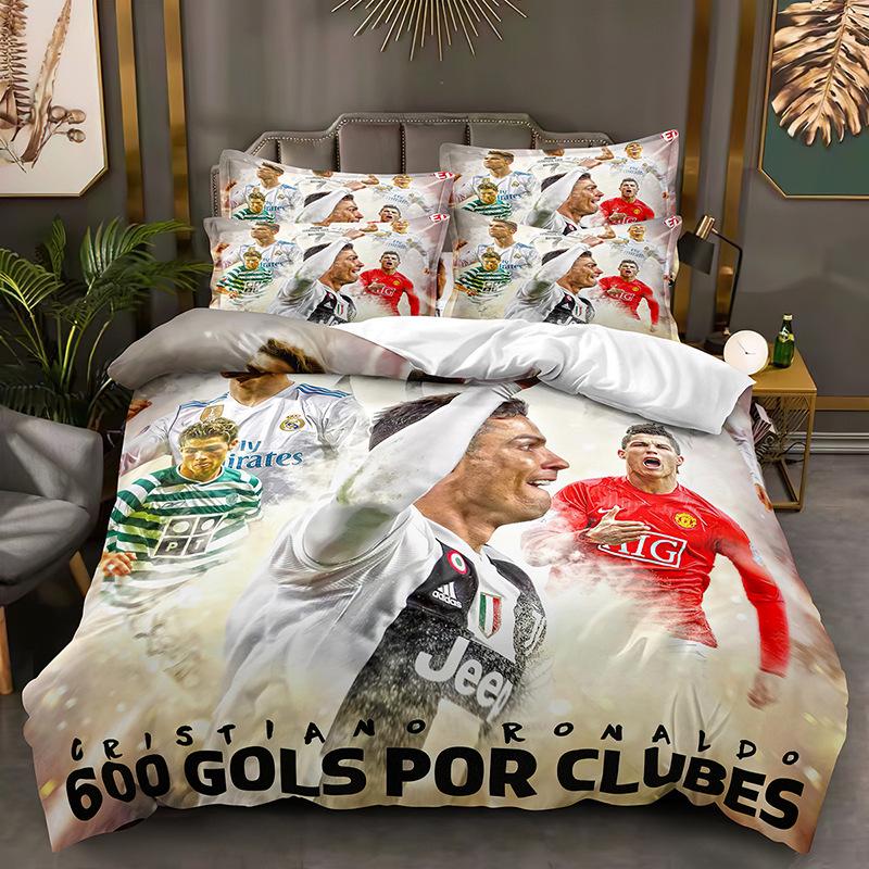 Ronaldo Messi 3D Print Football Star Duvet Cover & Pillowcase Set