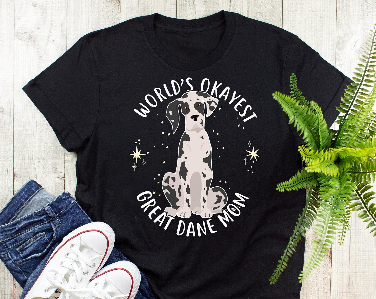 Great Dane Shirt, , Funny Dog Lover Gift, Cute Spotty Harlequin Great Dane T-shirt, Great Dane Mom Tshirt, Pet Tee, World s Best Mom 100