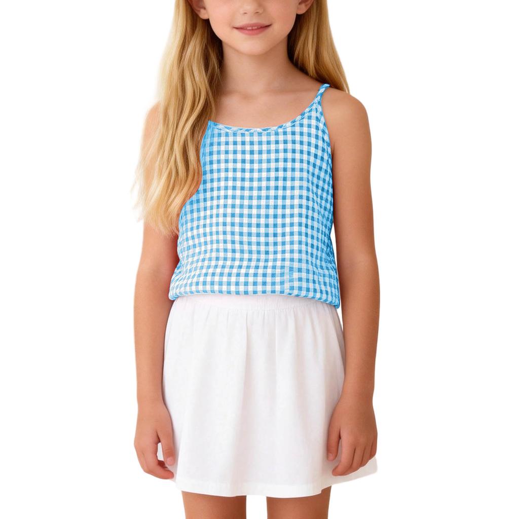 Children's Fashionable And Cute Plaid Sleeveless Camisole Casual Girls' Top