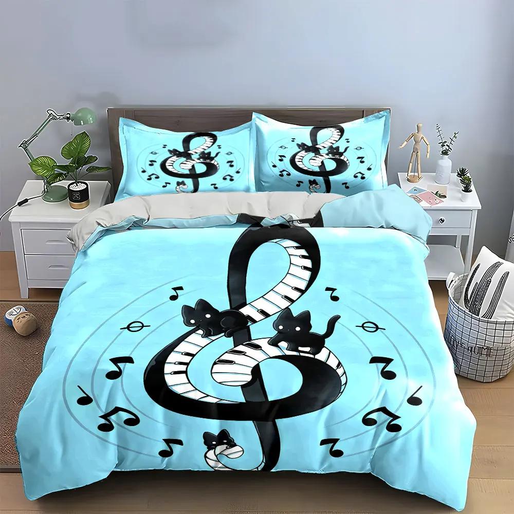 "Music Cats Art Decor Set" Soft Comfortable Duvet Cover Bedding Set Included 1*Duvet Cover & 2*Pillowcases, gift