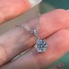 S925 Sterling Silver Moissanite Necklace with Six-Claw Pendant - Women's Unique Design