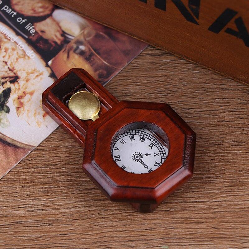 1Pcs Dollhouse Wood Vintage Red Clock 1/12 Scale Dollhouse Miniature Toy Pretend Play Furniture Toy Baby Kids Diy Toys