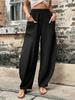 Women's Solid Color Casual Pants with Pockets and Elastic Waist