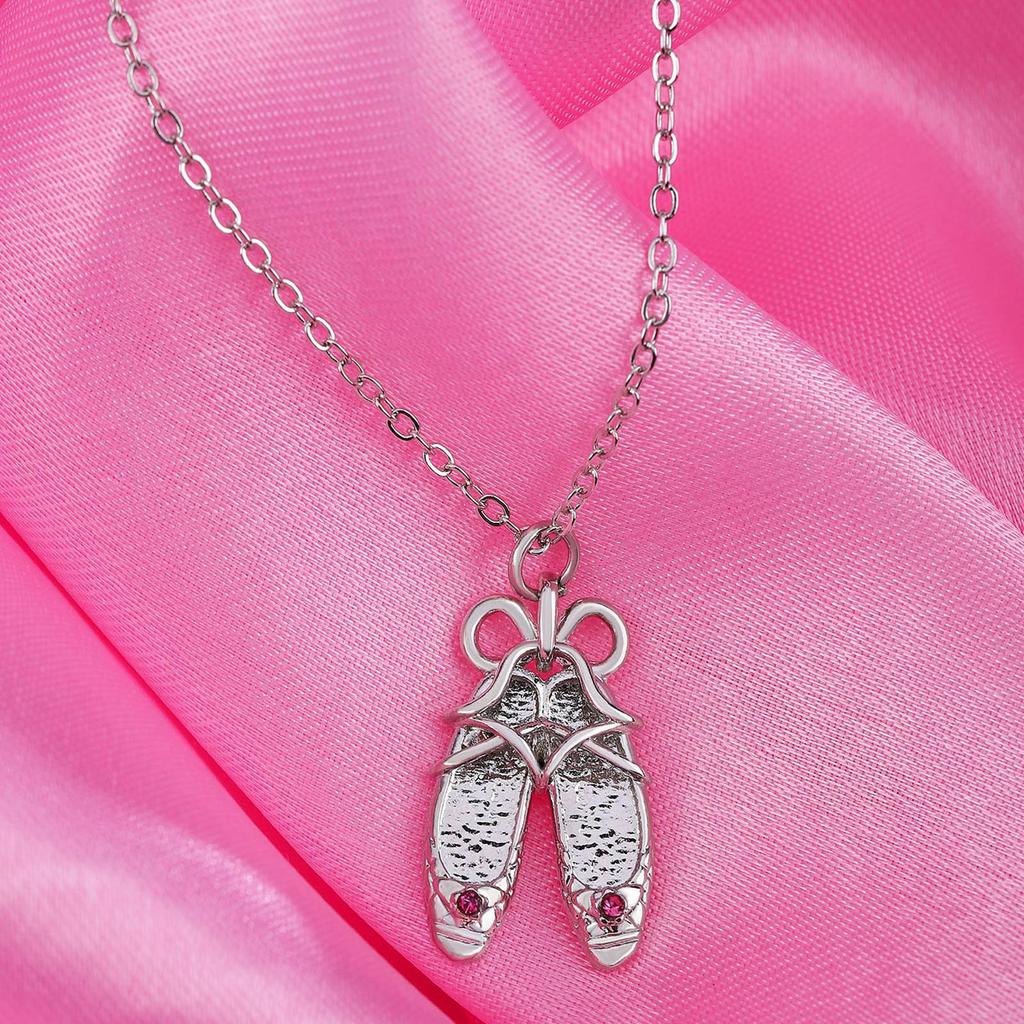 Aesthetic Ballet Shoe Pendant Necklace Bowknot Choker Trendy Clavicle Chain Unique Neck Jewelry Perfect Graduation Gift
