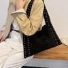 Women's Deerskin Tote with Metal Rivets - Spring/Summer 2025 Casual Shoulder Bag