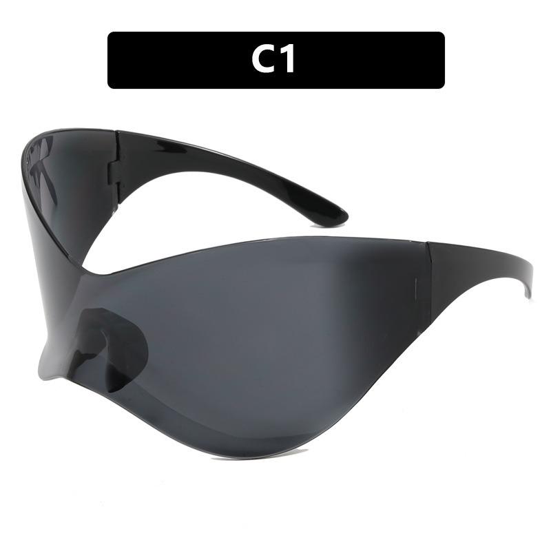 New Future Technology Sense Super Large Sunglasses Punk Mask Integrated Y2K Fashion Sunglasses
