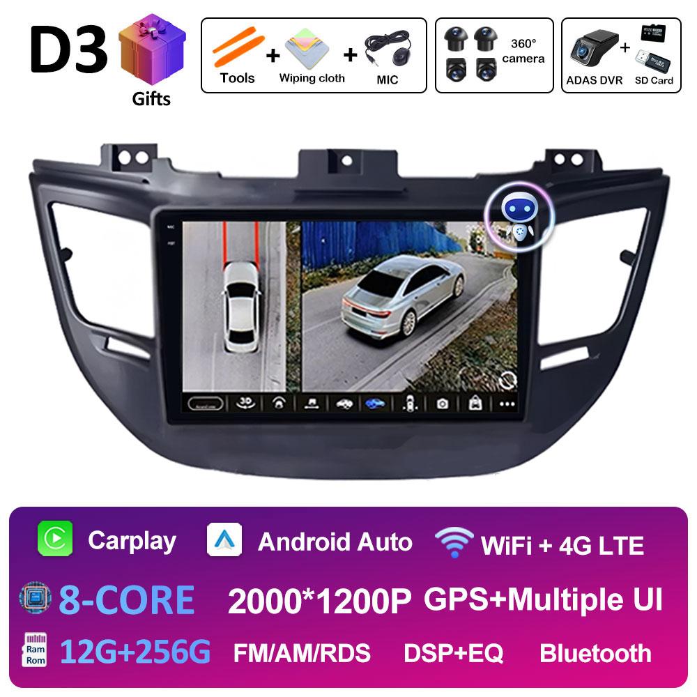 9 inch Android 14 For Hyundai Tucson IX35 3 2015 2016 2017 2018 Car Video Radio Multimedia Player QLED IPS Screen Head Unit WIFI