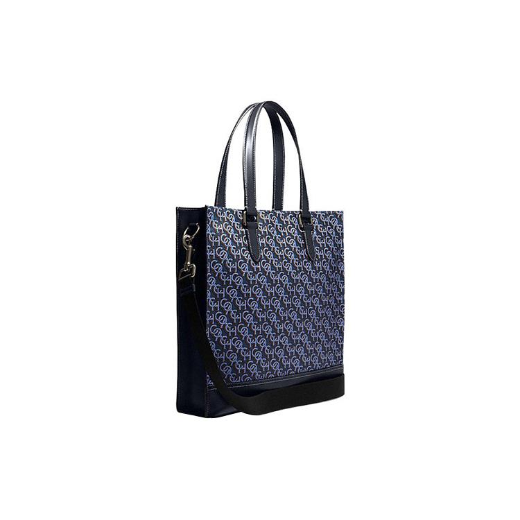 New COACH Graham Cow Leather Tote Bag, Shopping Bag, Shoulder Bag, Crossbody Bag, Handbag Tubas Women's Black Blue CE749-QBMQ