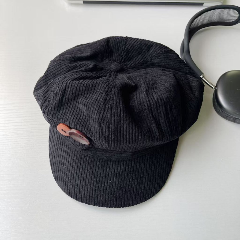 Corduroy Beret Hat For Women With Breathable Warmth And Adjustable Fit For Autumn Winter Fashion