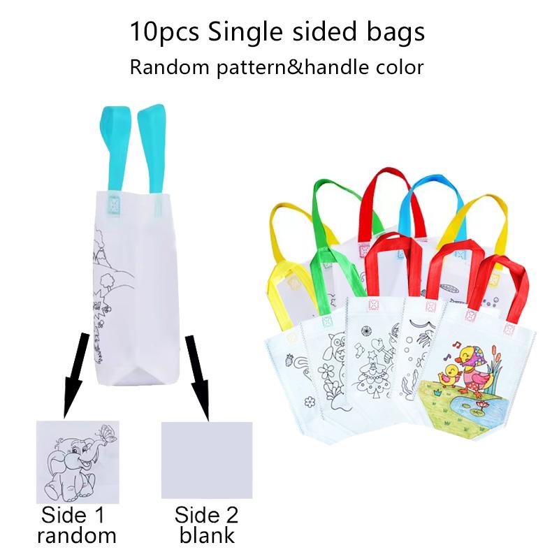 Children Drawing Toys DIY Graffiti Bag And Colored Marking Painting Non Woven Gift Bag Crafts Colorful Filling Painting Bag TMZ