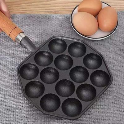 Takoyaki Grill Pan Easy To Clean Cast Iron Octopus Meat Ball Mold Maker Detachable Handle Nonstick 14 Holes for Home