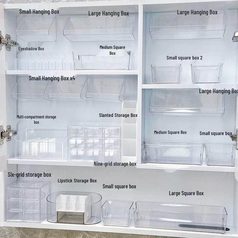Wall-Mounted Bathroom Mirror Cabinet with Storage Shelves
