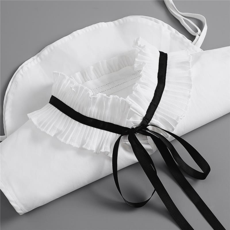 Perfect Match Embroidery Fake Collar Women Lace Detachable Lapel Collar Shirt Top Tie White Ruffles False Collar Woman Removable False Blouse