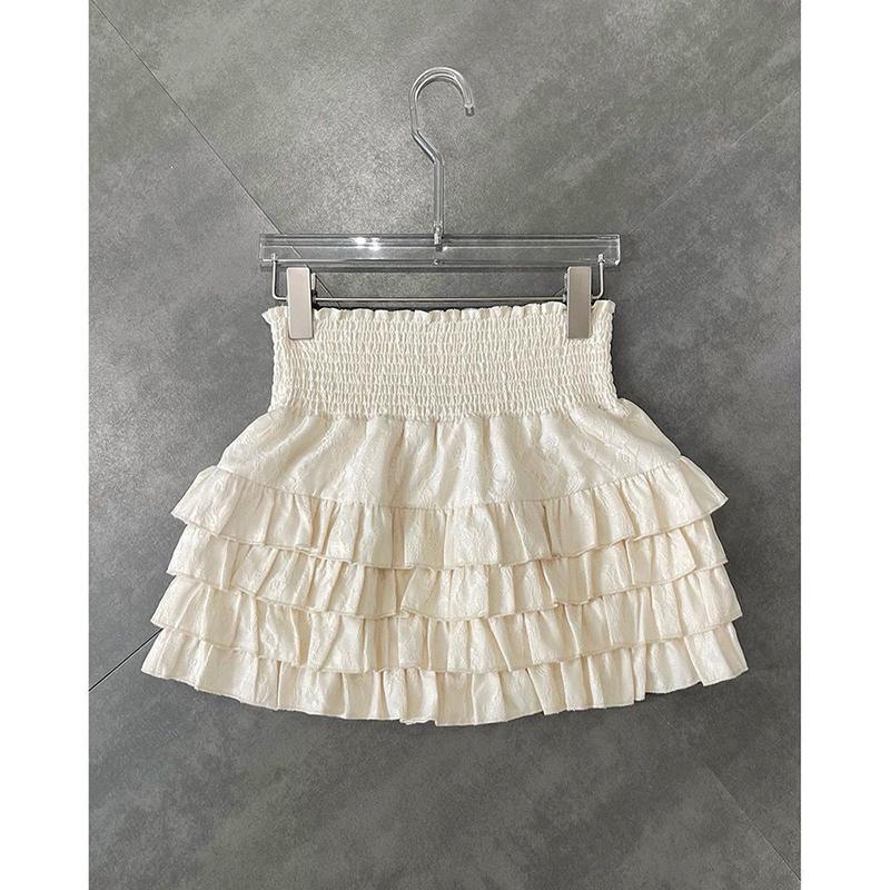 Streetwear Y2k Ruffles Mini Skirts Women Sweet Kawaii High Waist Lace A Line Skirt Summer Korean Fashion Black Ball Gown Skirts