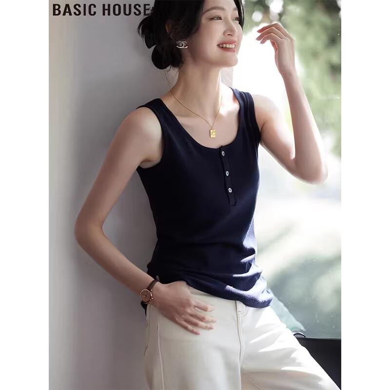 Basic House Women s Slim Fit Tencel U-Neck Cami Tank Top L