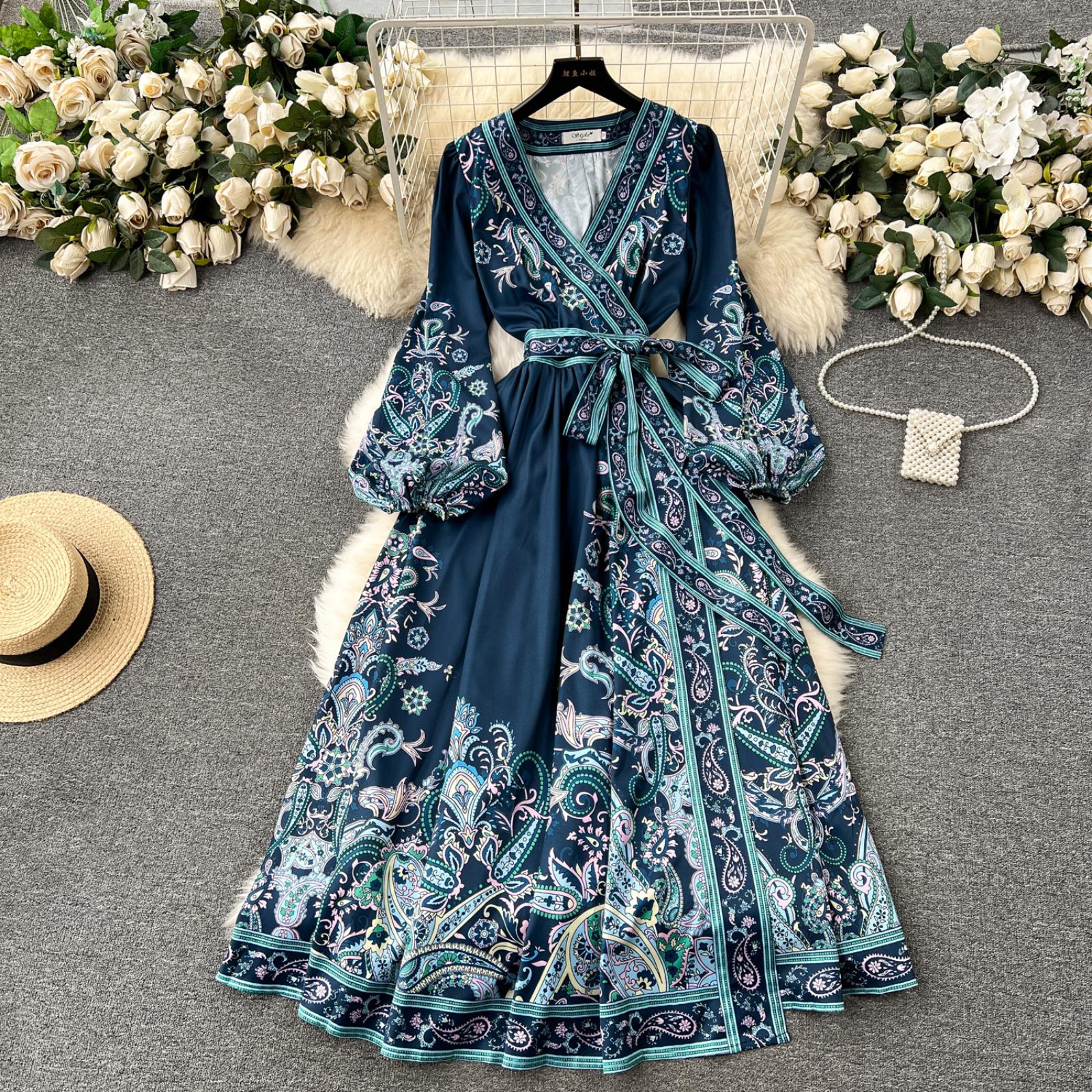 

Women s Tie-waist Printed Dress XXXL