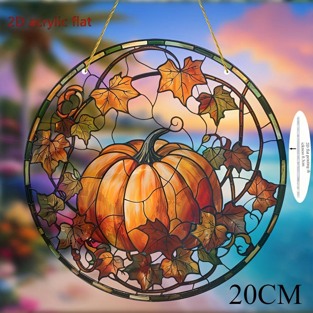 2D Flat, Halloween Pumpkin Sun Catcher, Acrylic Stained Plastic Window Ornaments, Holiday Wall and Porch Decorations, Gifts for Friends and Family