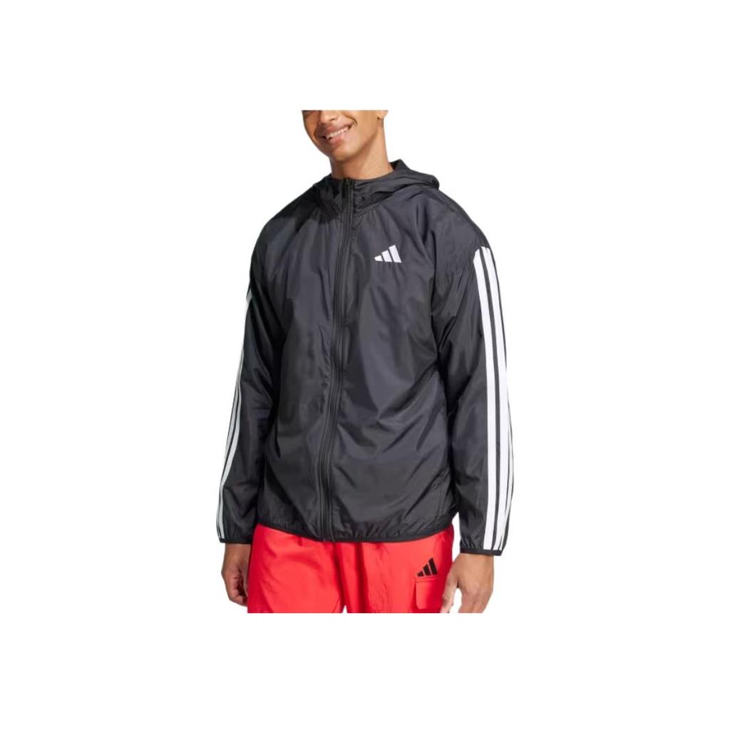 adidas Essentials 3-Streifen Windbreaker Schwarz/Weiß Herren Streetwear JE6325