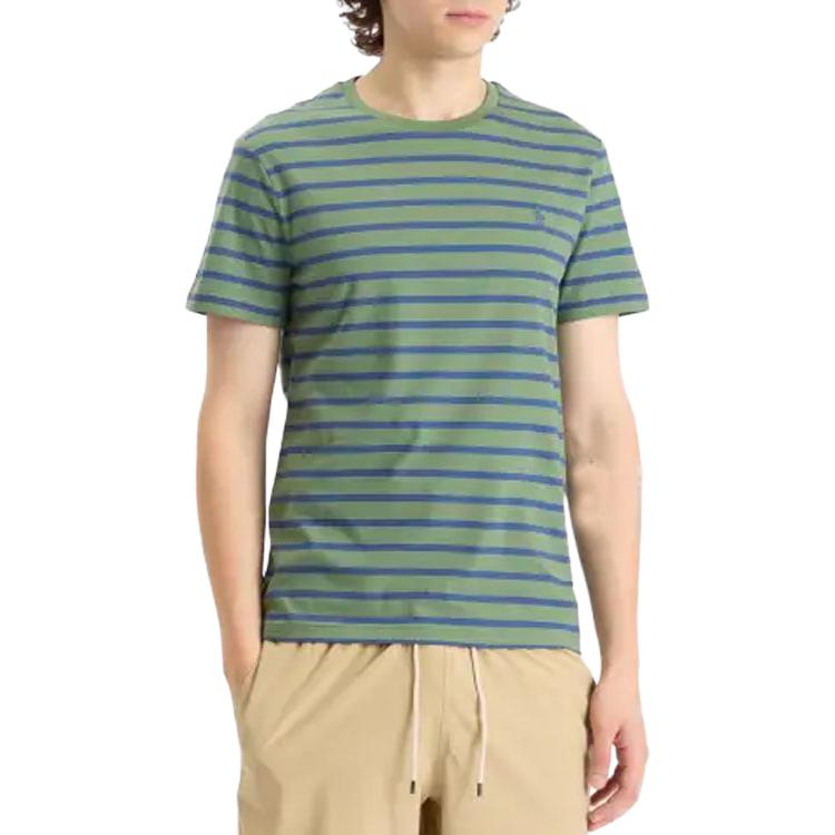 Polo Ralph Lauren Logo Embroidered Striped Short Sleeve T-Shirt Men Tops Green 710938134-GRN