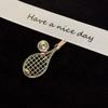 Rhinestone Enamel Metal Clothes Pin Zinc Zinc Alloy Gold Brooch Personality Tennis Racket Brooch  Women