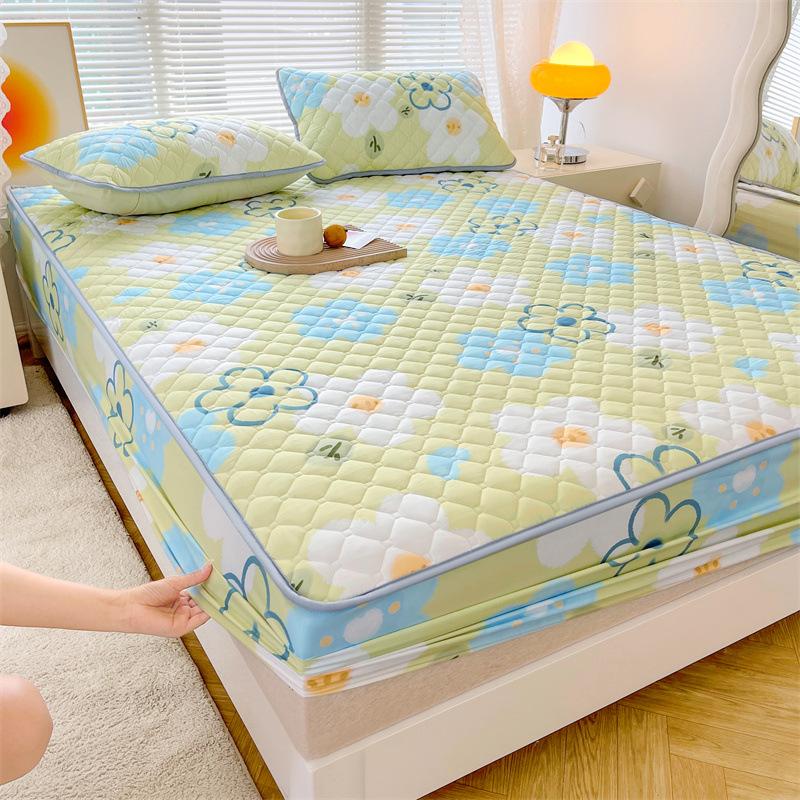 Maternal and Baby Grade Cotton Padded Bed Sheet, Skin Friendly Matte Print, Thickened Simmons Mattress, All Inclusive Protective Cover