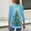 Women's Fashionable Casual Three Quarter Sleeve Christmas Printed Round Neck Top