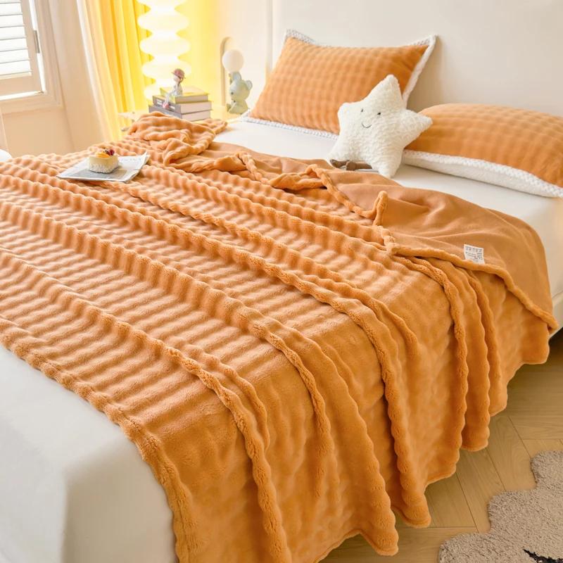 Plush Flat Bedsheet Skin-friendly Bed Linen Solid Color Flat Sheet Home Warm Blankets  (No Pillowcase)