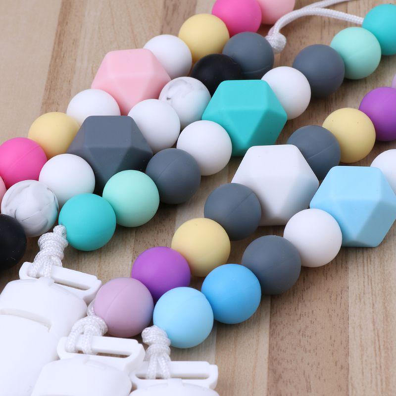 Buy Teething Dummy Clips Baby Soother Chains Silicone Beads Teether