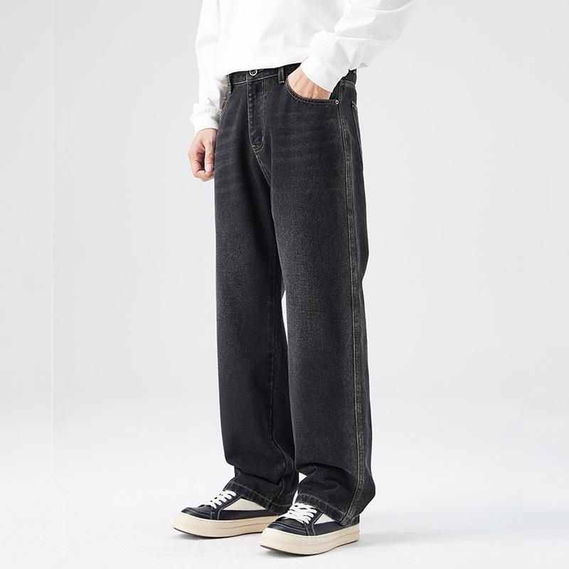 Wide-leg Jeans for Men's Spring New Loose Straight Retro Gradient