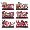 Valentine's Day Wooden Table Sign Romantic Love Heart Shape Tiered Tray Decor Freestanding Tabletop Centerpiece for Desk Shelf Home Decor