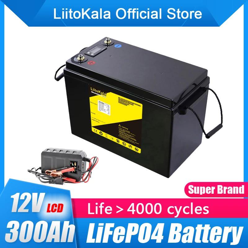 12V 300Ah LCD LiFePO4 Battery for RVs, Camping, Golf Carts