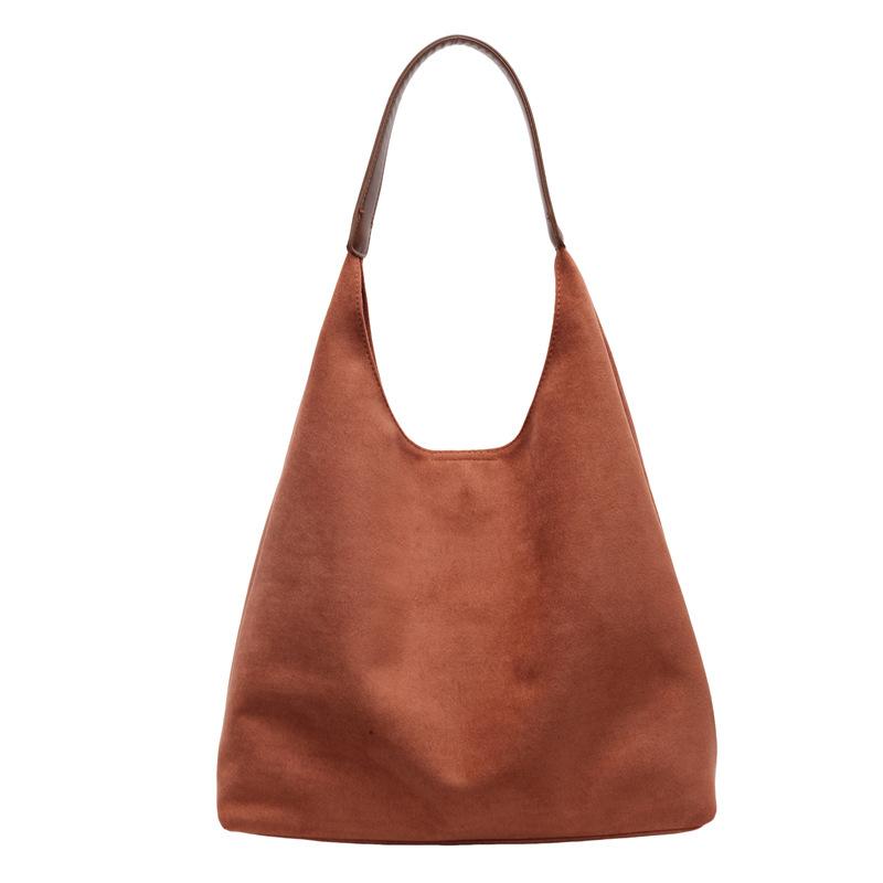 Slack Large Capacity Tote Bag Women'S Season Vintage Commuter Shoulder Bag Suede Bucket Bag