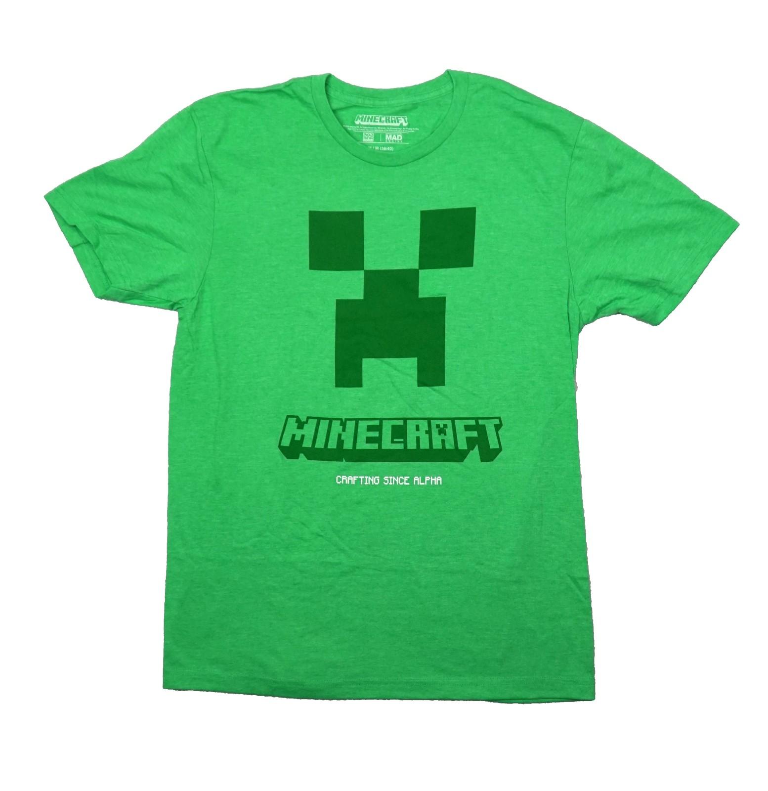 Minecraft New Adult T-Shirt - Crafting Since Alpha Creeper Face Image S