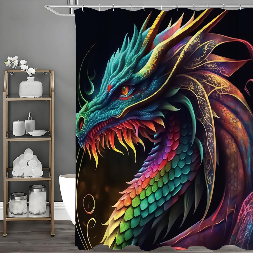 

Шторка для душа Dazzle Dragon, Декоративная шторка для душа для ванной, Водонепроницаемая шторка для душа с крючками 180*180cm