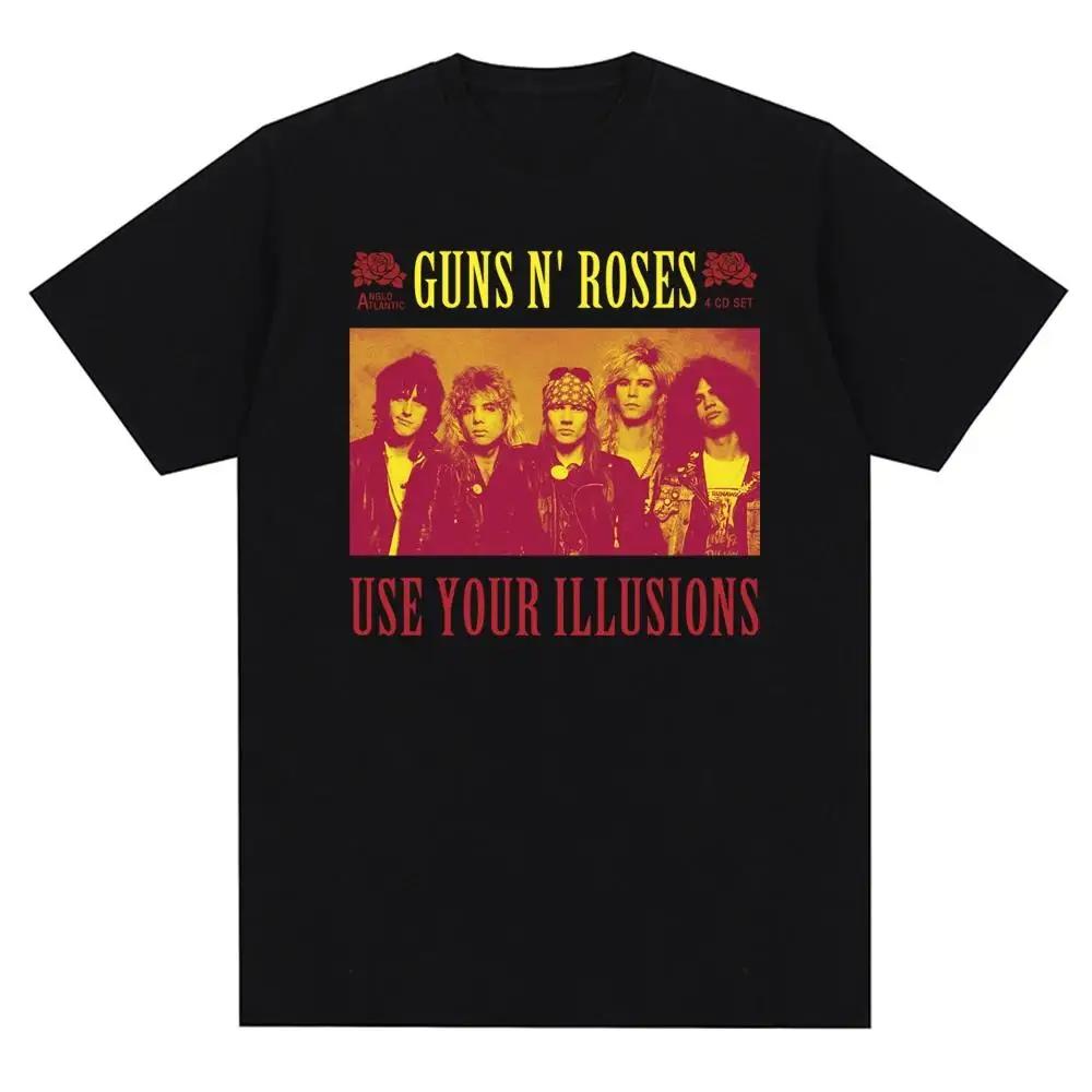 Koszulka z nadrukiem graficznym Guns N Roses Vintage Zespół Rockowy Streetwear Krótki Rękaw Moda Okrągły Dekolt Koszulka Kobiety Mężczyźni Bawełniana Koszulka