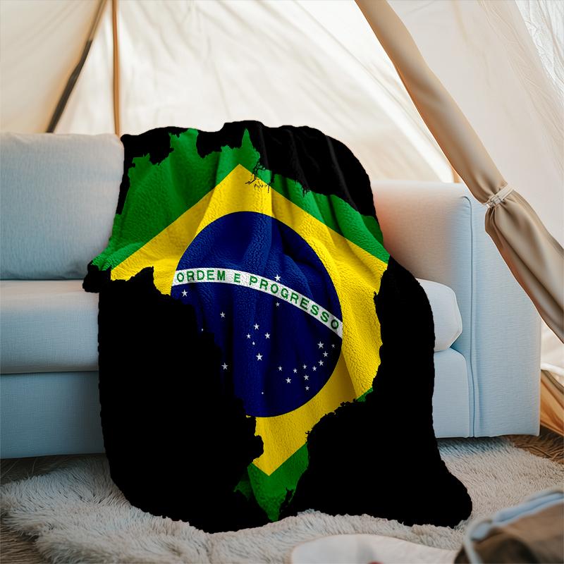 1PC Brazil Artwork Printed Soft Flannel Blanket Throw for Adult Bedroom Living Room Sofa Camping Travel Fan Gifts Christmas Gifts